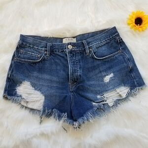 We the Free High Rise Ripped Denim Shorts